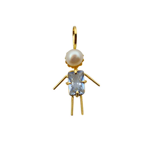 Pingente Filhos Ouro 18k Menino Azul