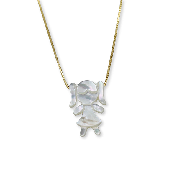 Colar Filhos Ouro 18k Menina Madrepérola