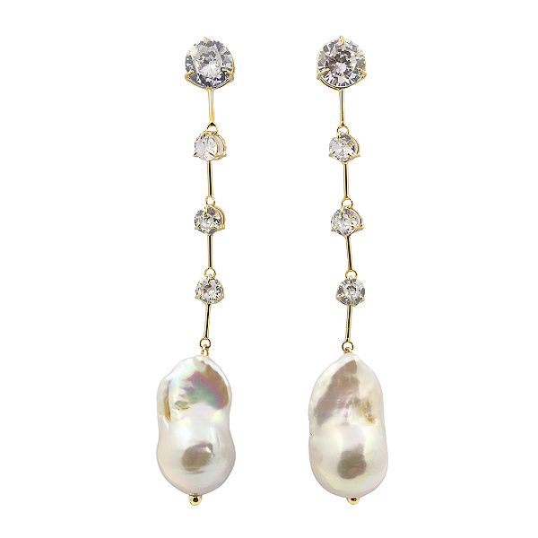 Brinco Ouro 18k com Pérola Natural Barroca