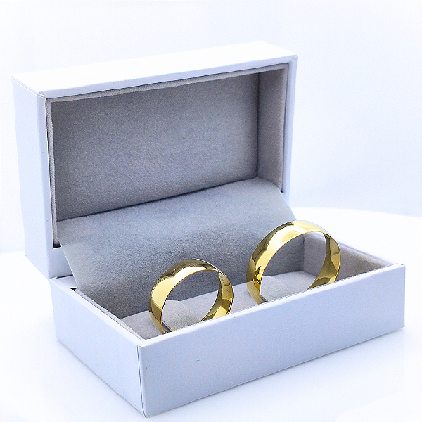 Par Aliança Ouro 18k Meia Cana Anatômica - Personalizado