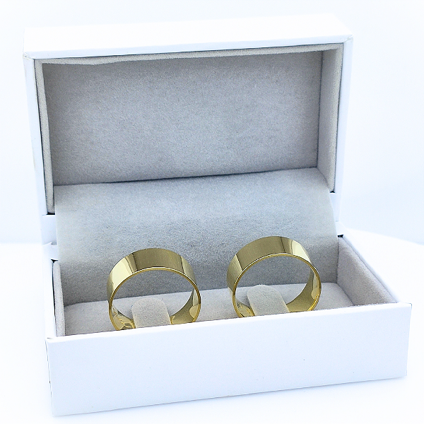 Par Aliança Ouro 18k Reta Anatômica - Personalizado