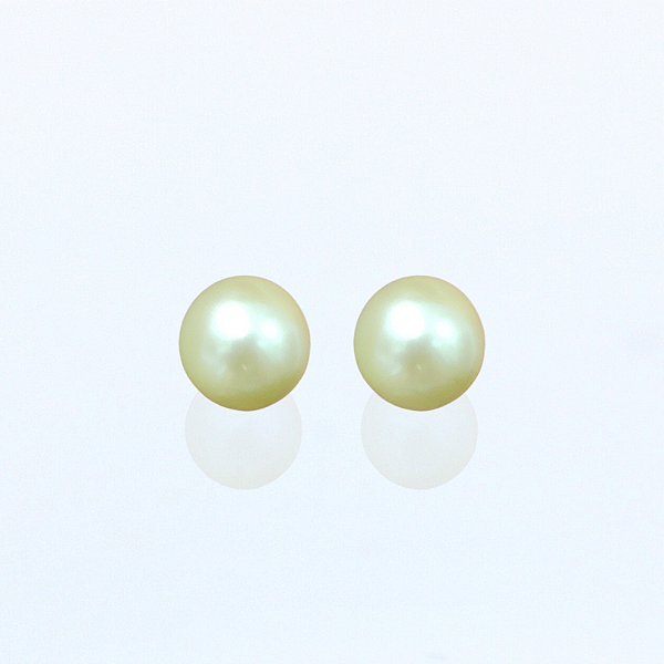 Brinco Ouro 18k Pérola Natural Água Salgada Redonda 8mm