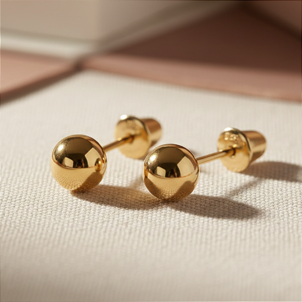 Brinco Ouro 18k Bolinha 4mm