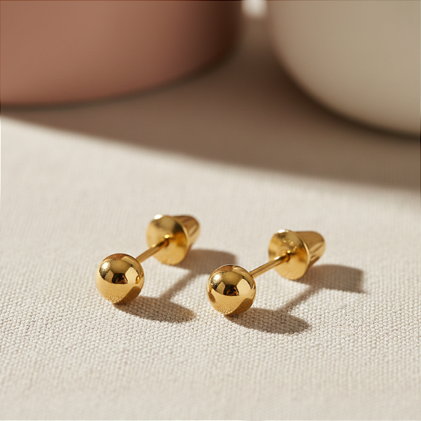 Brinco Ouro 18k Bolinha 3mm