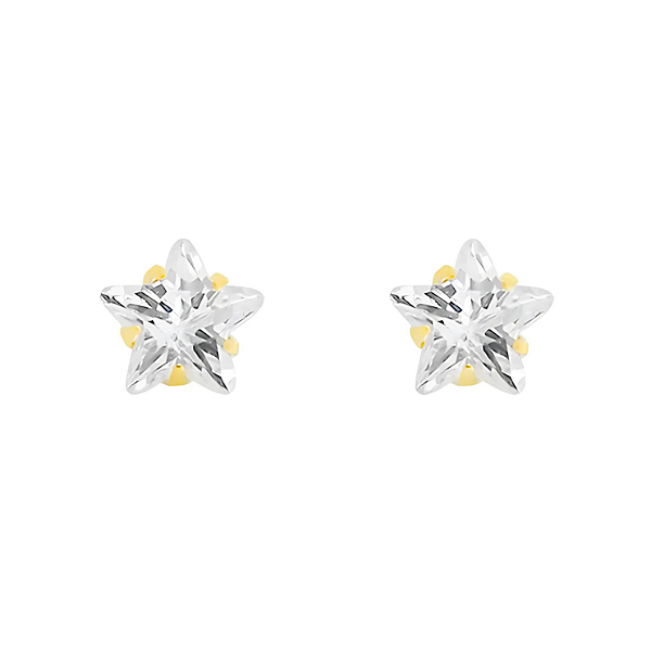 Brinco Ouro 18k Estrela 4mm Branca - Infantil