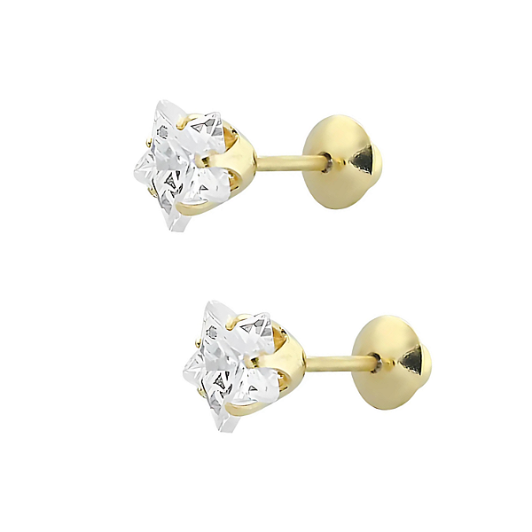 Brinco Ouro 18k Estrela 5mm Branca - Infantil
