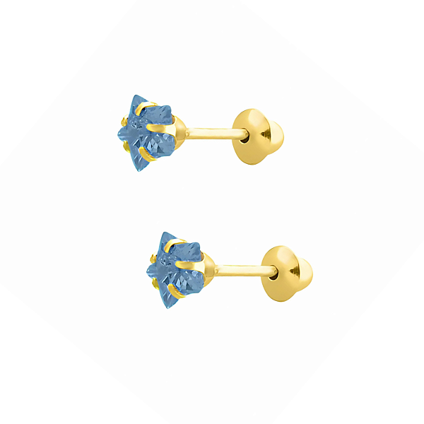 Brinco Ouro 18k Estrela 5mm Azul - Infantil