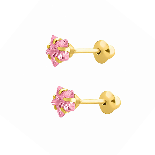 Brinco Ouro 18k Estrela 5mm Rosa - Infantil