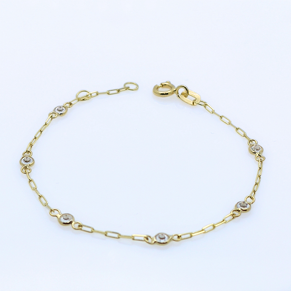 Pulseira Ouro 18k Pedrinhas Espaçadas - Infantil