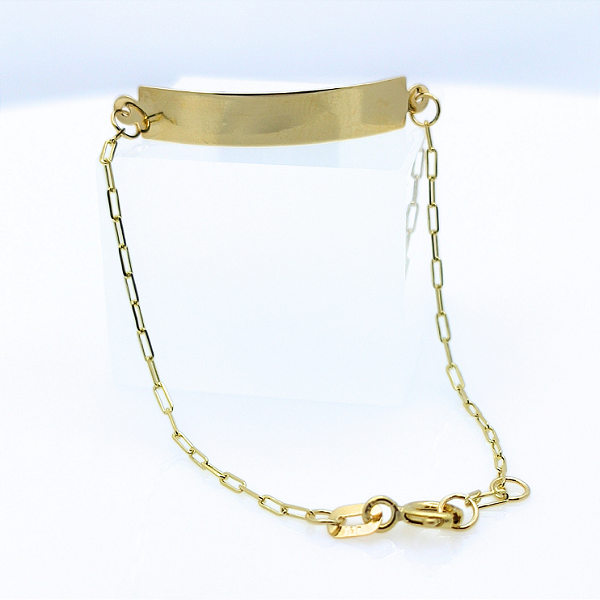 Pulseira Ouro 18k Chapinha Corrente Cartier - Infantil Personalizado