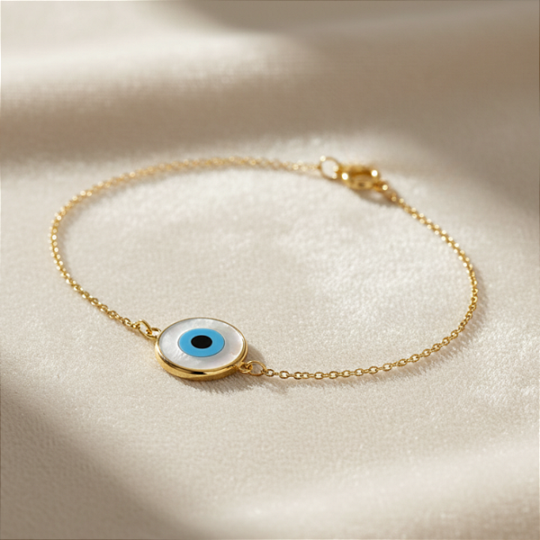 Pulseira Ouro 18k Olho Grego 15mm Central