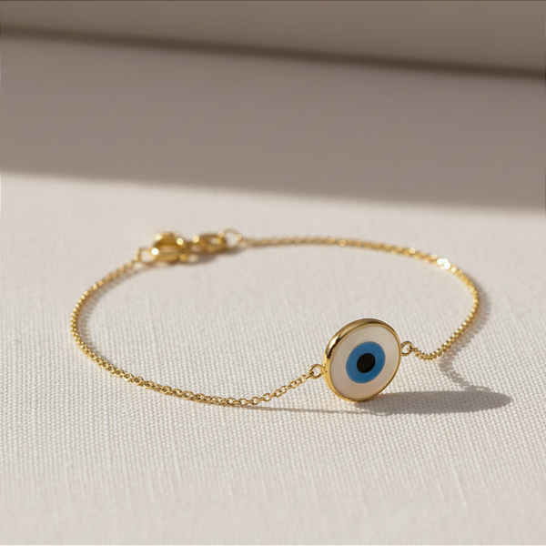 Pulseira Ouro 18k Olho Grego 18mm Central