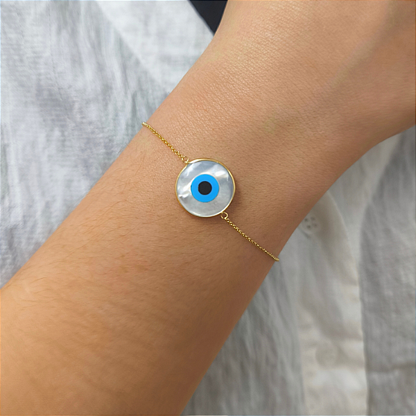 Pulseira Ouro 18k Olho Grego 18mm Central