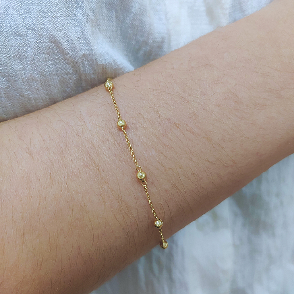 Pulseira Ouro 18k Bolinhas Espaçadas