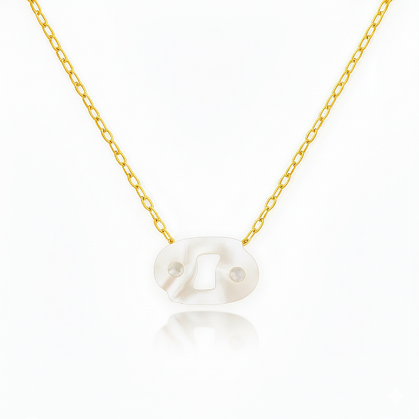 Colar Ouro 18k Signo Câncer Madrepérola na Corrente Zeta