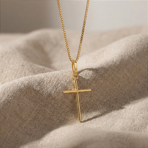 Pingente Cruz Lisa em Ouro 18k