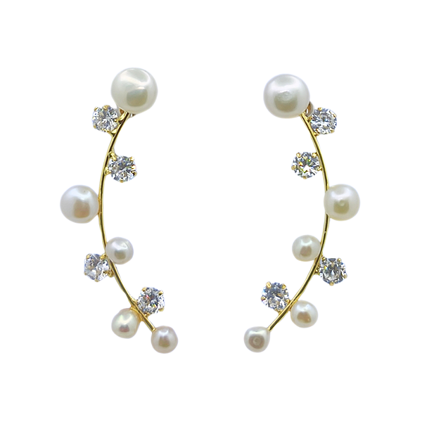 Brinco Cotton Ouro 18k com Pérolas Naturais