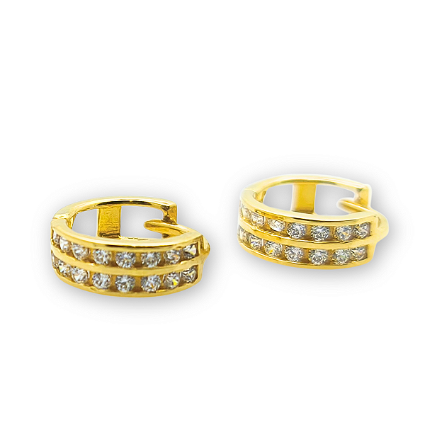 Brinco Argola Mini Cravejada em Ouro 18k