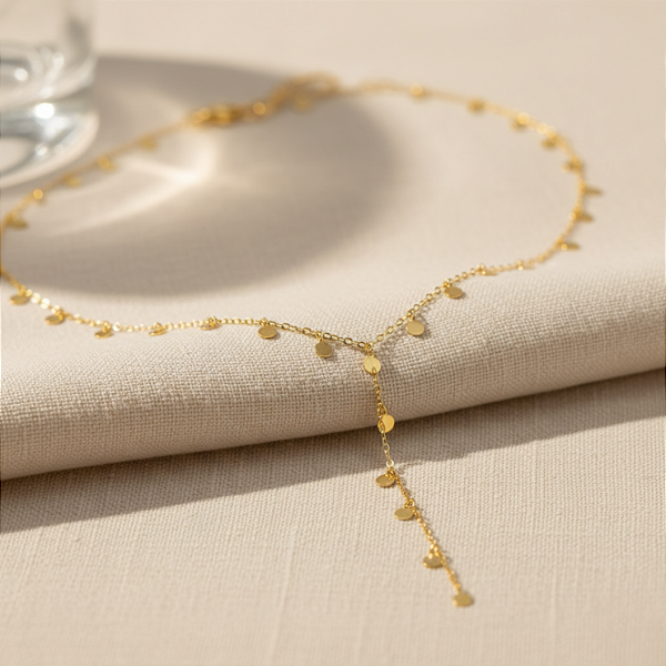 Colar Gravata Medalhas Circulares em Ouro 18k