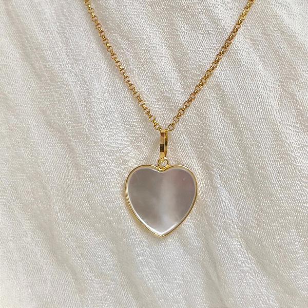 Pingente Ouro 18K Coração Madrepérola 10mm
