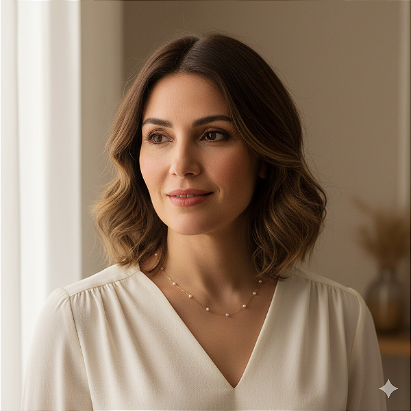 Colar Ouro 18k Veneziana com Pérolas Naturais