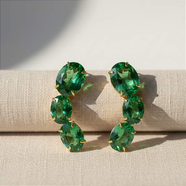 Brinco Ouro 18k Earcuff Green Stone