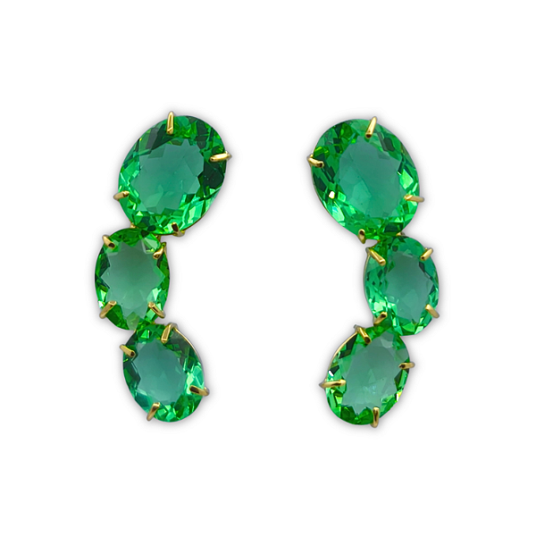 Brinco Ouro 18k Earcuff Green Stone