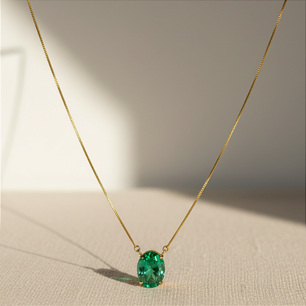 Colar Ouro 18k Green Stone