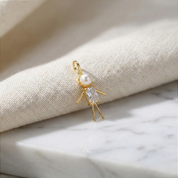 Pingente Filhos Ouro 18k Menino Branco