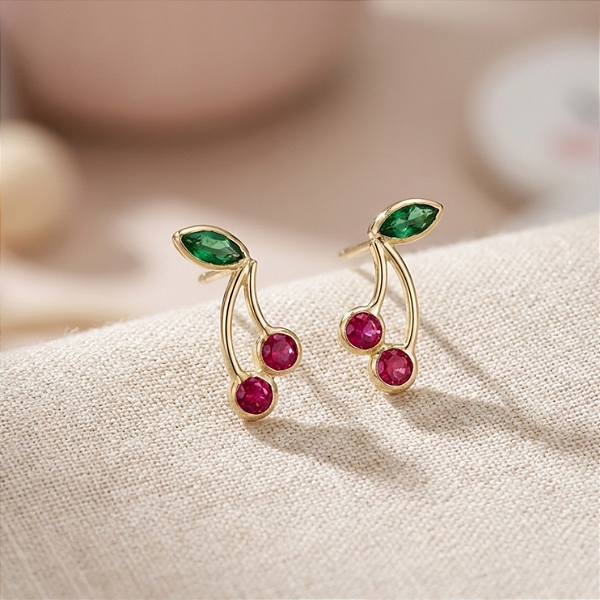 Brinco Cerejinha em Ouro 18k