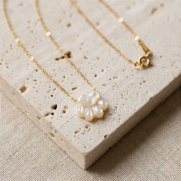 Colar Pets em Ouro 18k com Patinha Madrepérola Natural