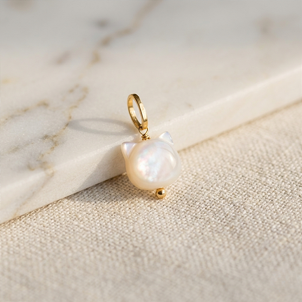 Pingente Pets Ouro 18K Cat Madrepérola