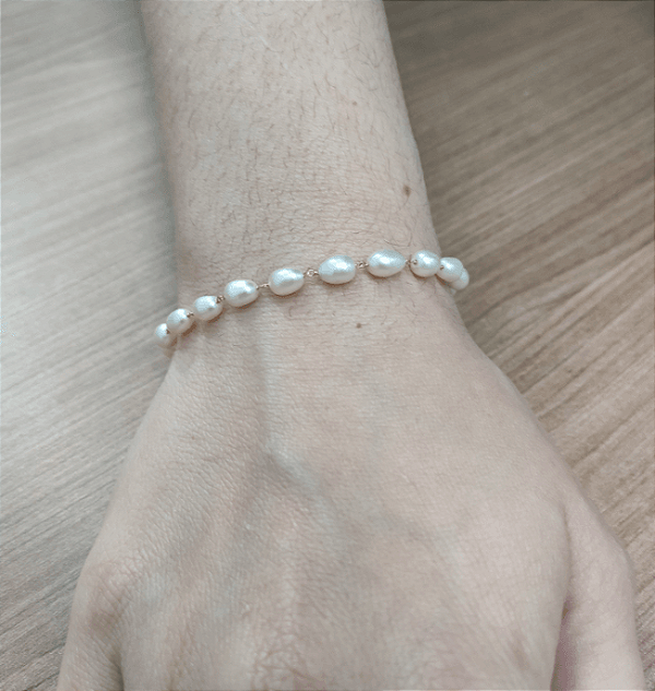 Pulseira Ouro 18k Pérolas Naturais Biwa Juntas