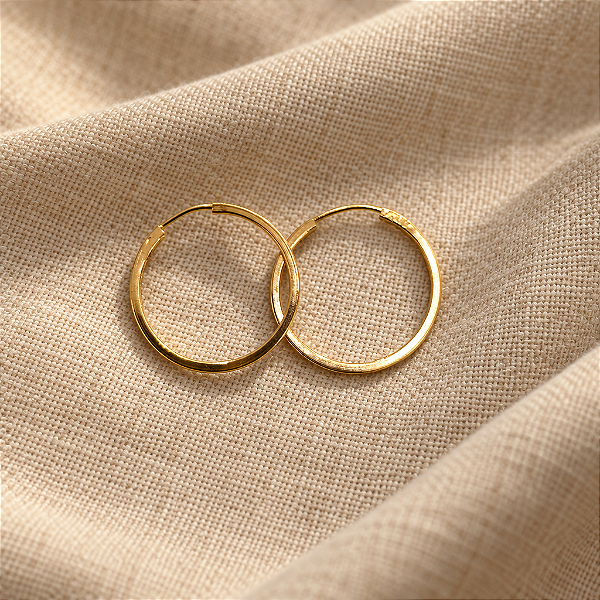 Brinco Ouro 18k Argola Redonda 1,4cm