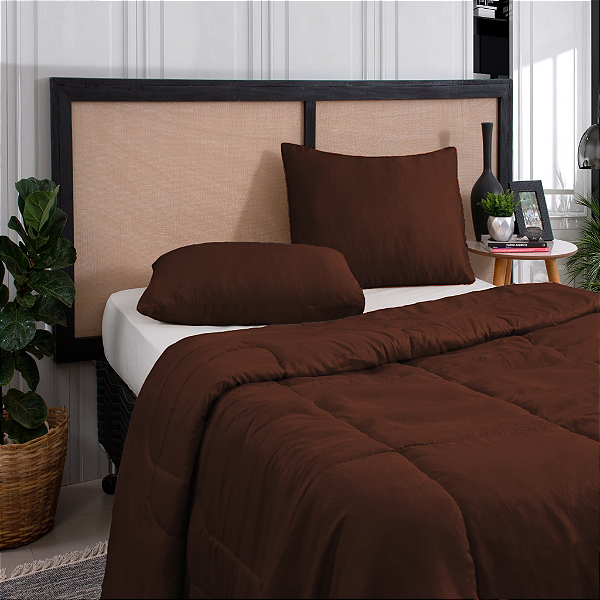 Edredom Quality Queen 2,40 X 2,20 Metros Matelado Marrom Casa Dona
