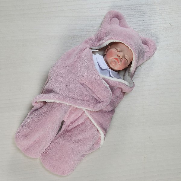 Saco de Dormir Ursinho Rosa para Bebê Casa Dona