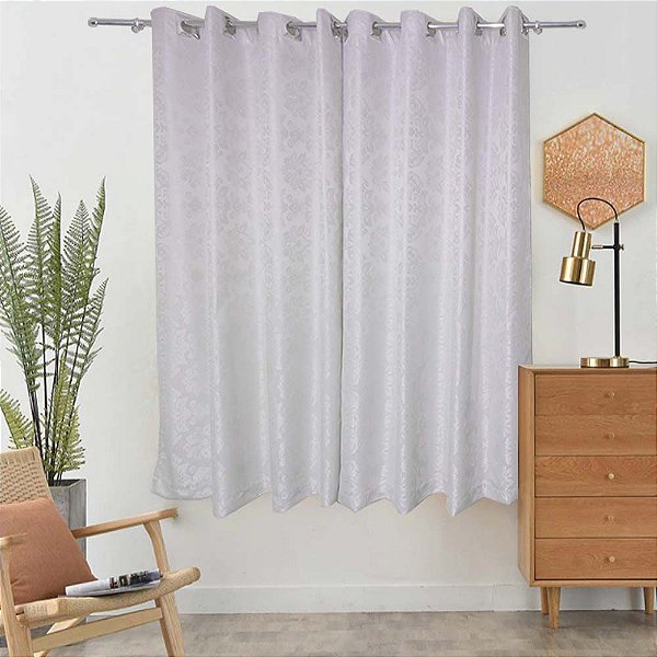 Cortina para Sala e Quarto Bella 2,80 X 1,70 Metros Jacquard Varão Branco Casa Dona