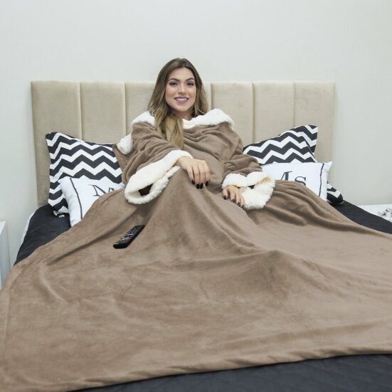 Cobertor com Mangas Manta e Sherpa Casa Dona
