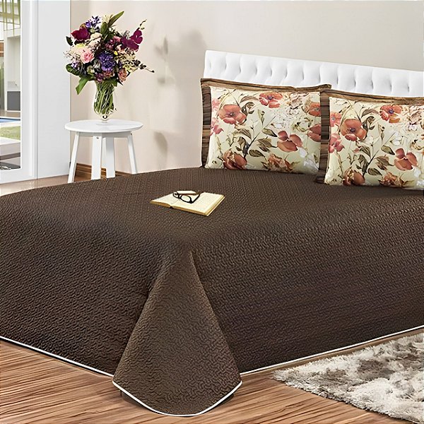 Cobre Leito Lorenzo Casal Queen Kit de 3 Peças com Acabamento Matelado e Estampa Floral