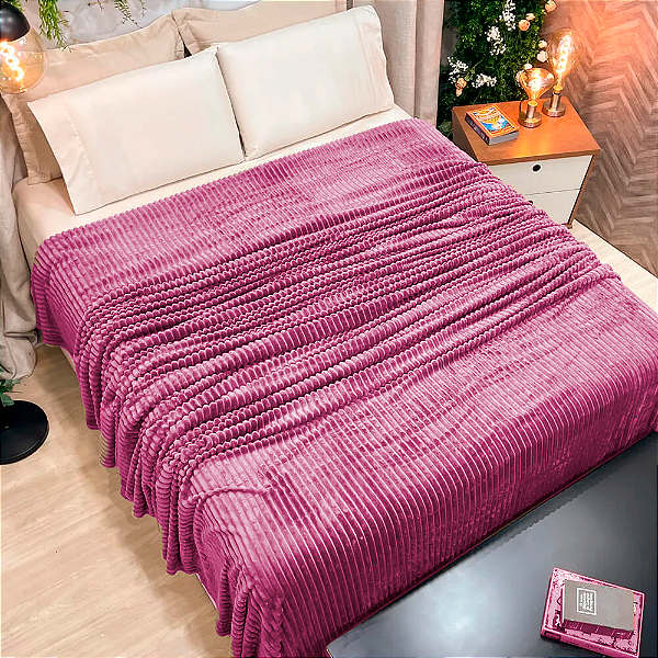 Cobertor Manta Casal Luster 2,00 x 1,80 Canelada Macio Pink