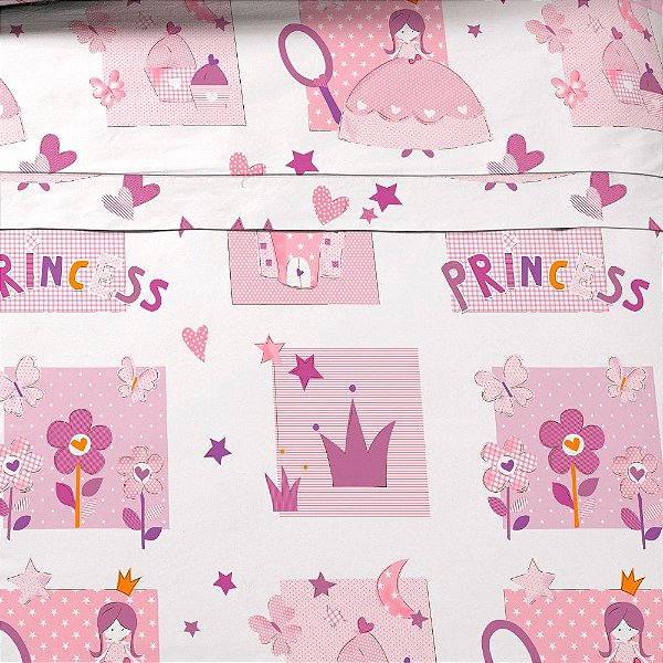 Jogo de Cama Solteiro Infantil 3 Peças Lençol com Elástico Princesas