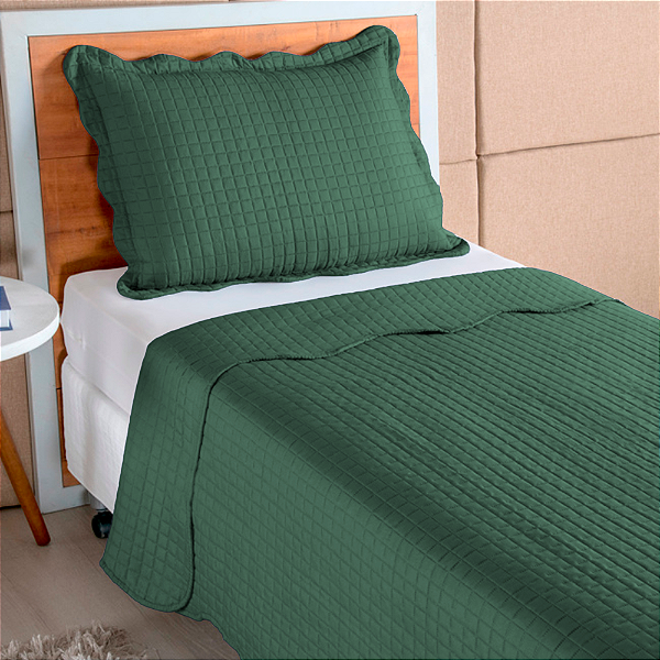 Cobre Leito Colcha Mosaico Verde 2 Peças Micro Percal 150 Fios Matelado Solteiro 1,60 x 2,40 Metros