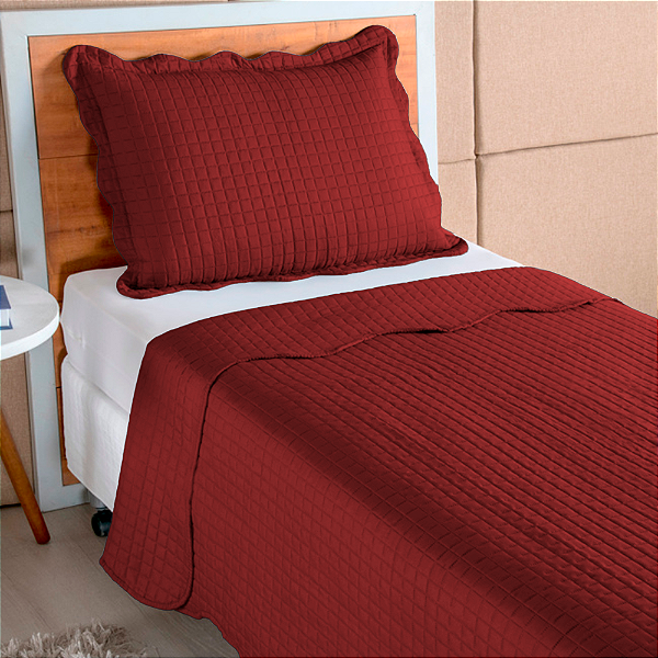 Cobre Leito Colcha Mosaico Vermelho 2 Peças Micro Percal 150 Fios Matelado Solteiro 1,60 x 2,40 Metros