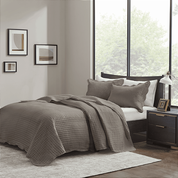 Cobre Leito Colcha Mosaico Areia 3 Peças Micro Percal 150 Fios Matelado Queen 2,40 x 2,60 Metros