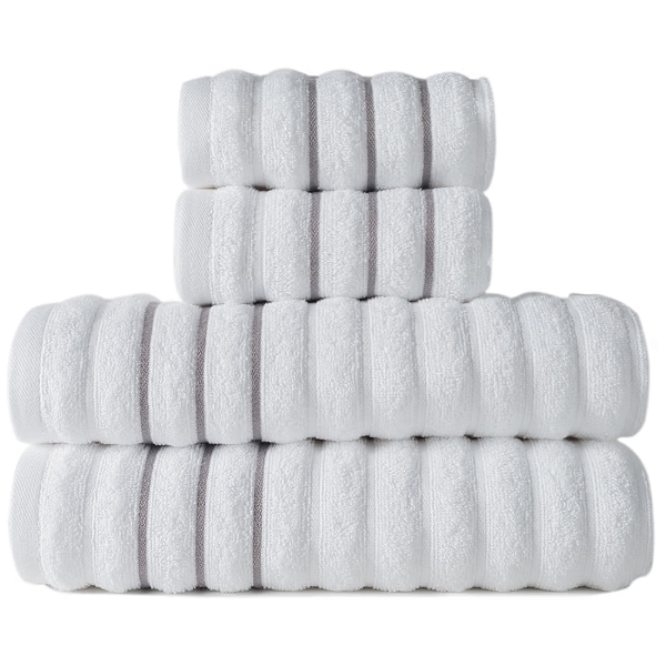 Jogo com 4 Toalhas Wave Premium 450g/m² 100% Algodão Banho e Rosto Branco
