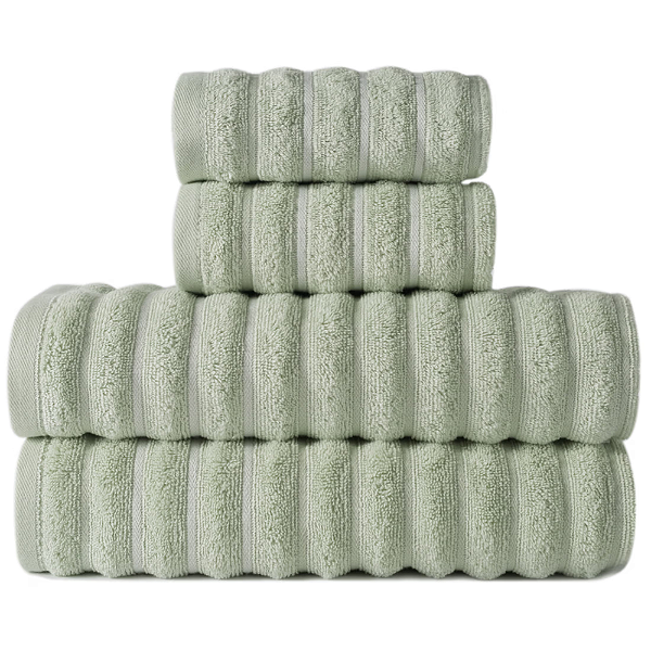 Jogo com 4 Toalhas Wave Premium 450g/m² 100% Algodão Banho e Rosto Verde