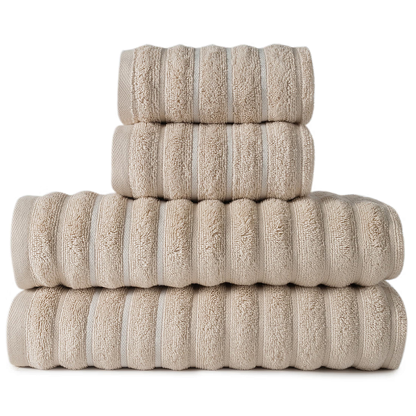 Jogo com 4 Toalhas Wave Premium 450g/m² 100% Algodão Banho e Rosto Bege