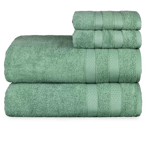 Jogo Toalhas de Banho e Rosto Comfort 100% Algodão 423g/m² Toque Suave e Absorvente Verde