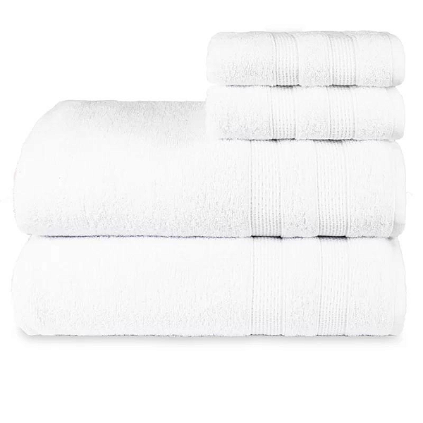 Jogo Toalhas de Banho e Rosto Comfort 100% Algodão 423g/m² Toque Suave e Absorvente Branco