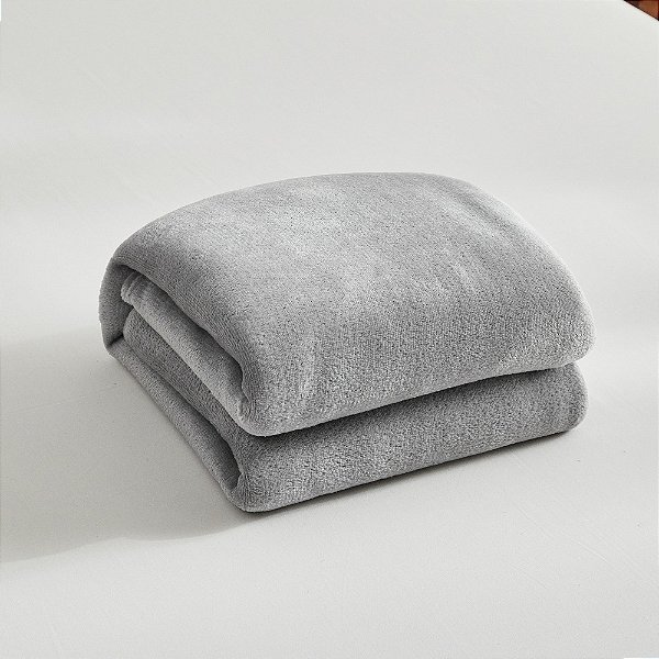 Manta Cobertor Casal Microfibra Fleece Toque Macio 180x200 Cm - Cinza Claro